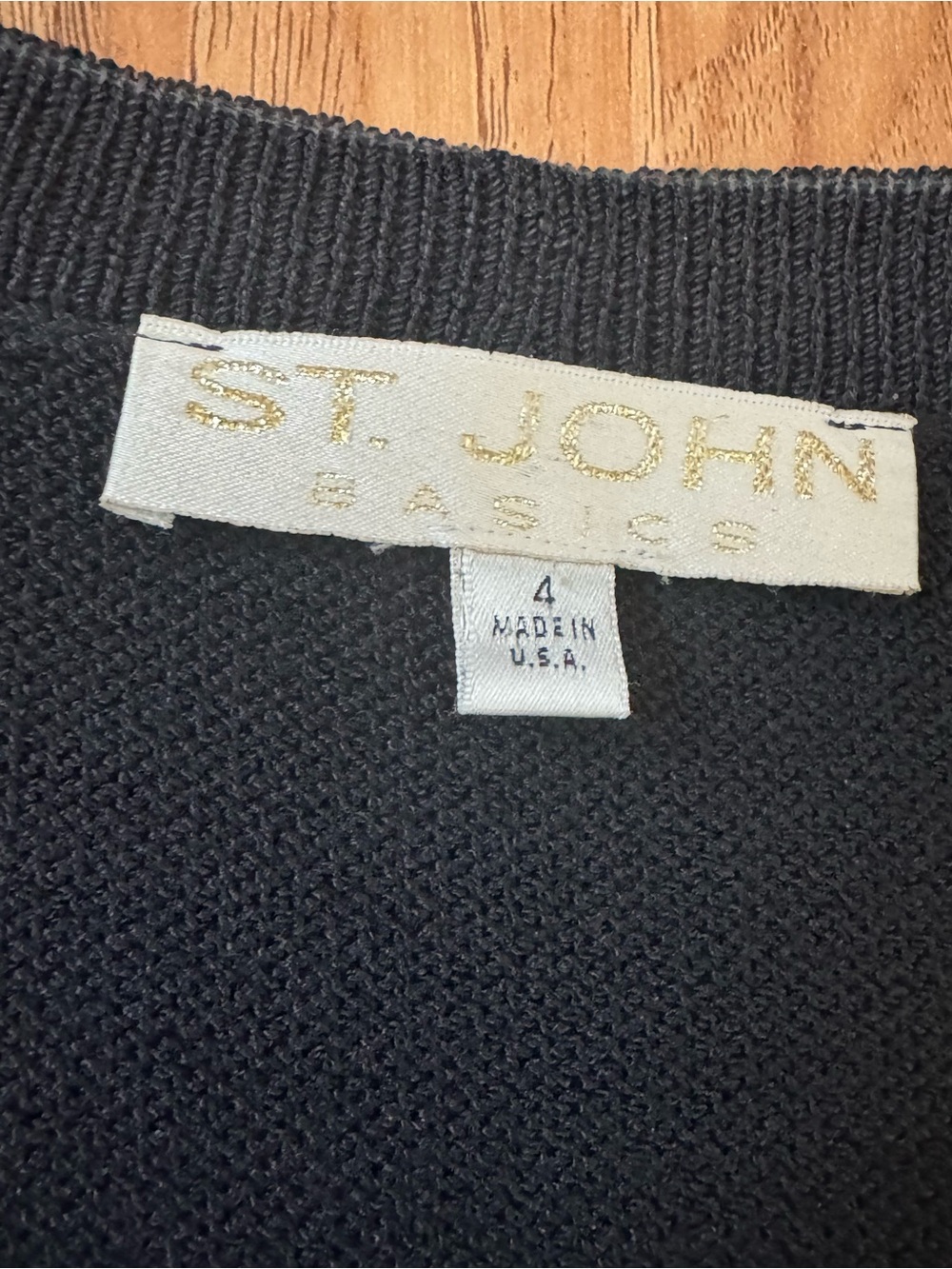 St. John Black Scallop-Hem Knit Blazer with Gold Buttons - Picture 3 of 3
